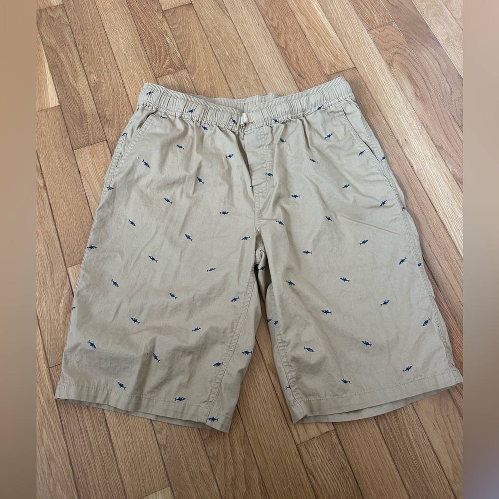 Boys Chaps Tan Shorts with Blue Shark Accents Size 20
